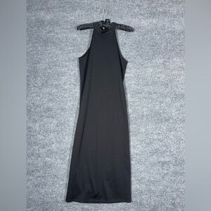 NWT Lulu’s Bodycon Long Black Mock Neck Zip Back Dress‎ Womens Medium